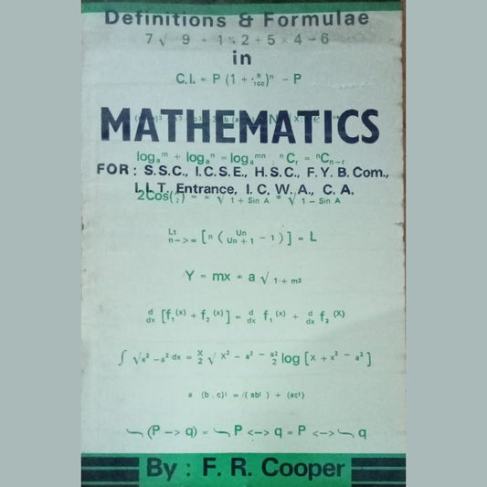 Mathemstics By F.R. Cooper