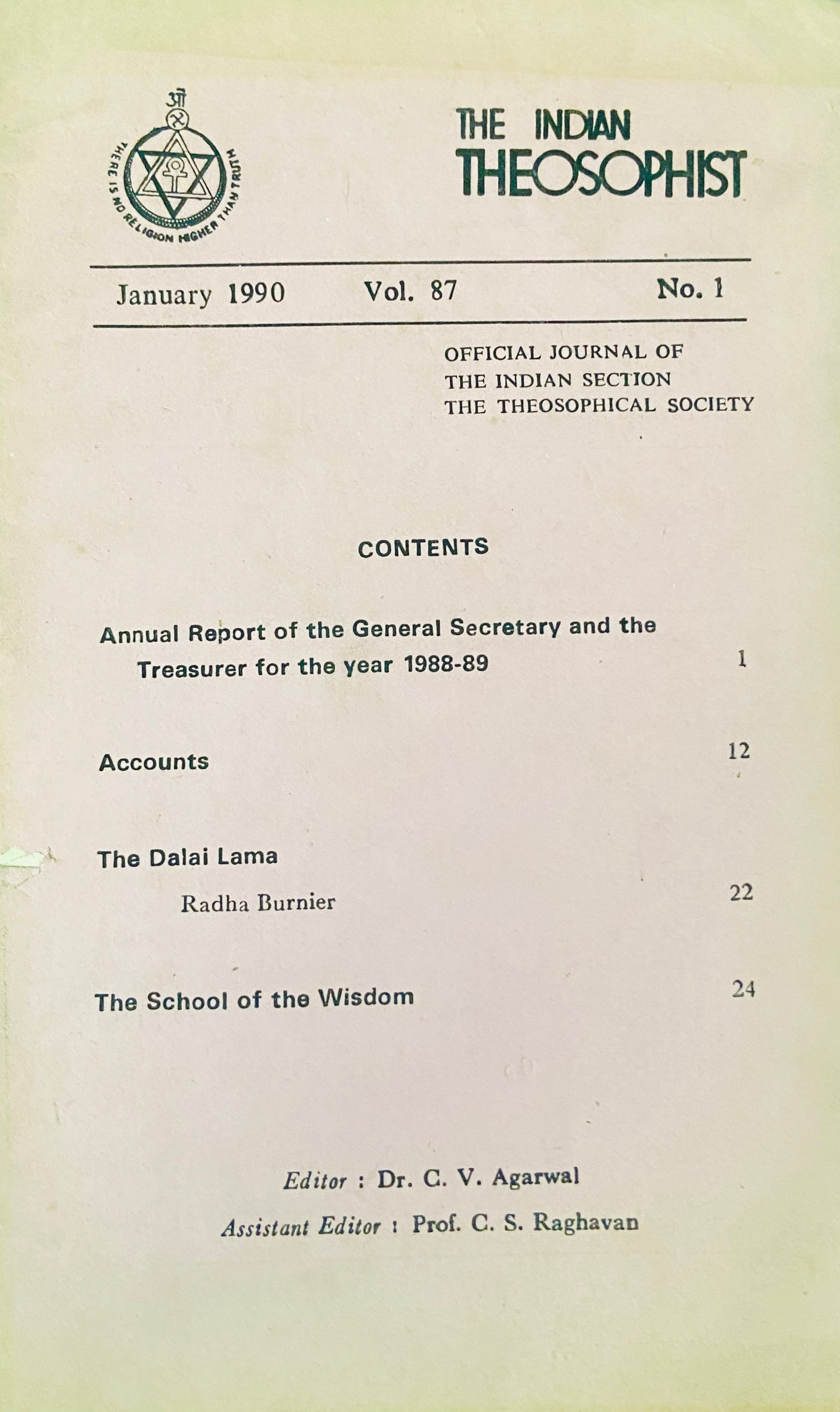 THE INDIAN THEOSOPHIST BY DR C.V.AGARWAL