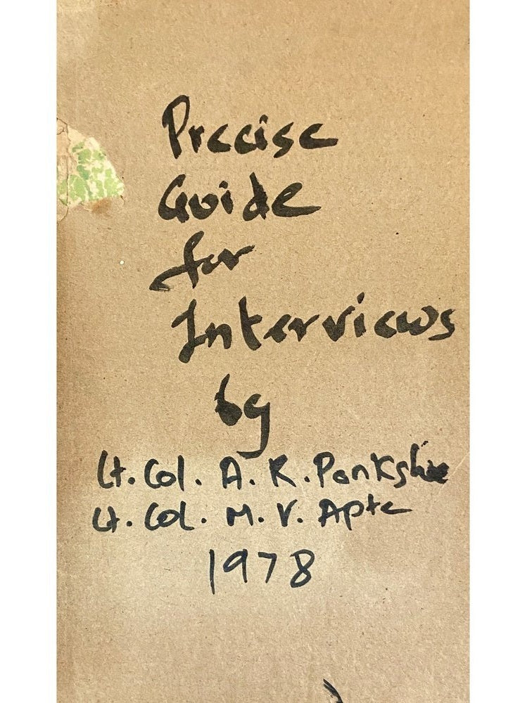 Precise Guide for Interviews by Lt Col A K Ponkshe, Lt Col M V Apte (1978)