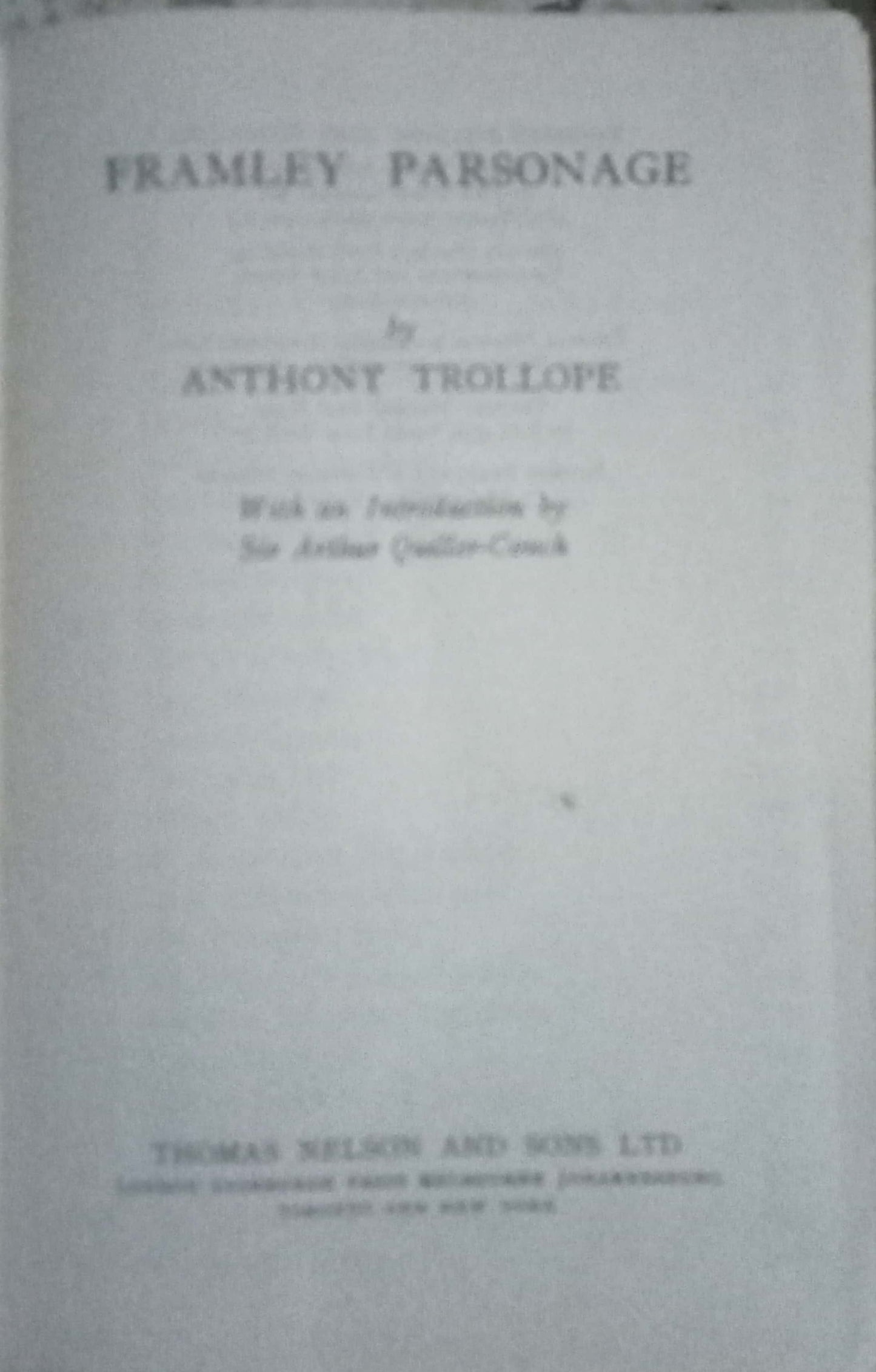 Framley Parsonage by Anthony Trollope