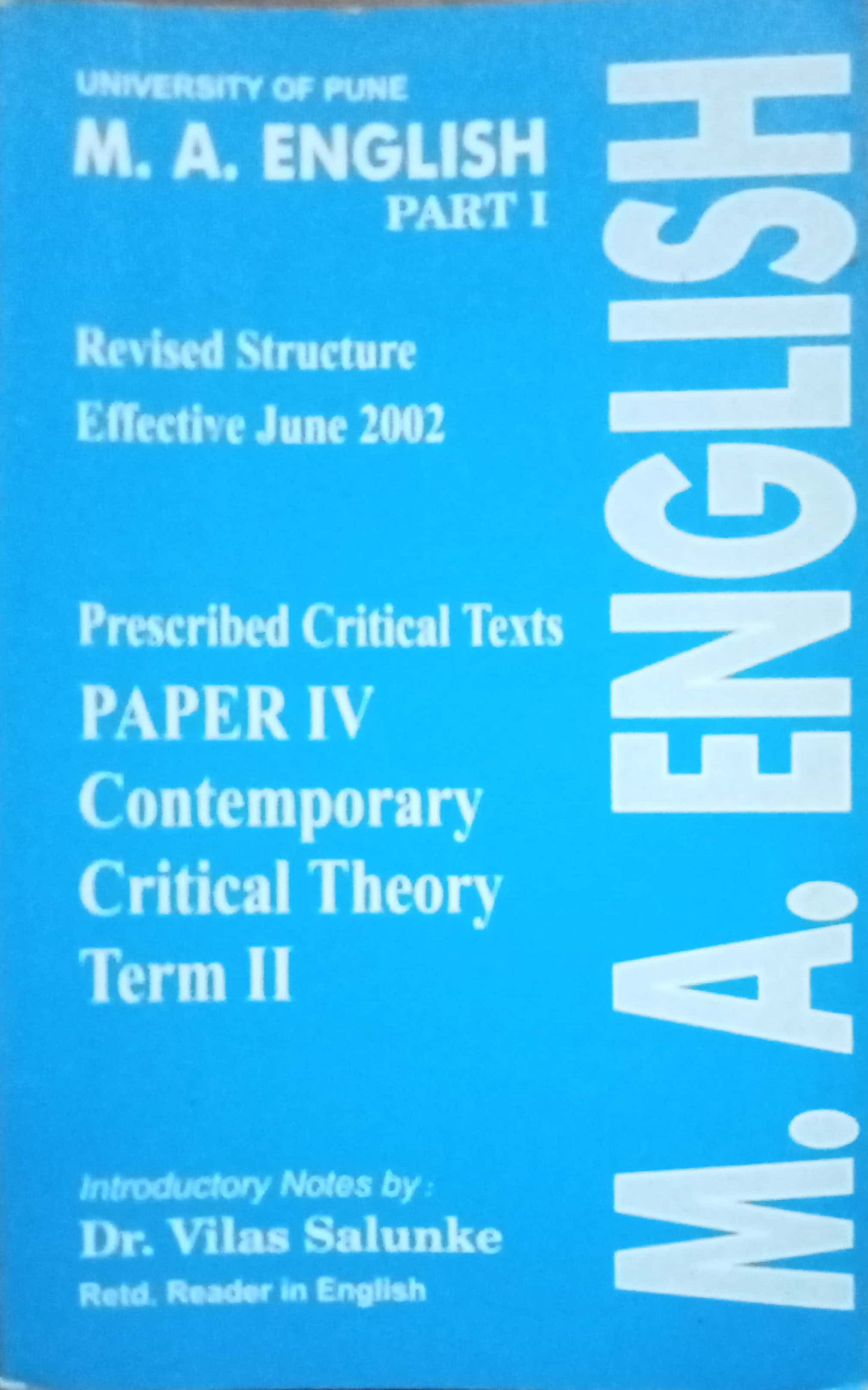 M.A. English Part I by Dr. Vilas Salunke