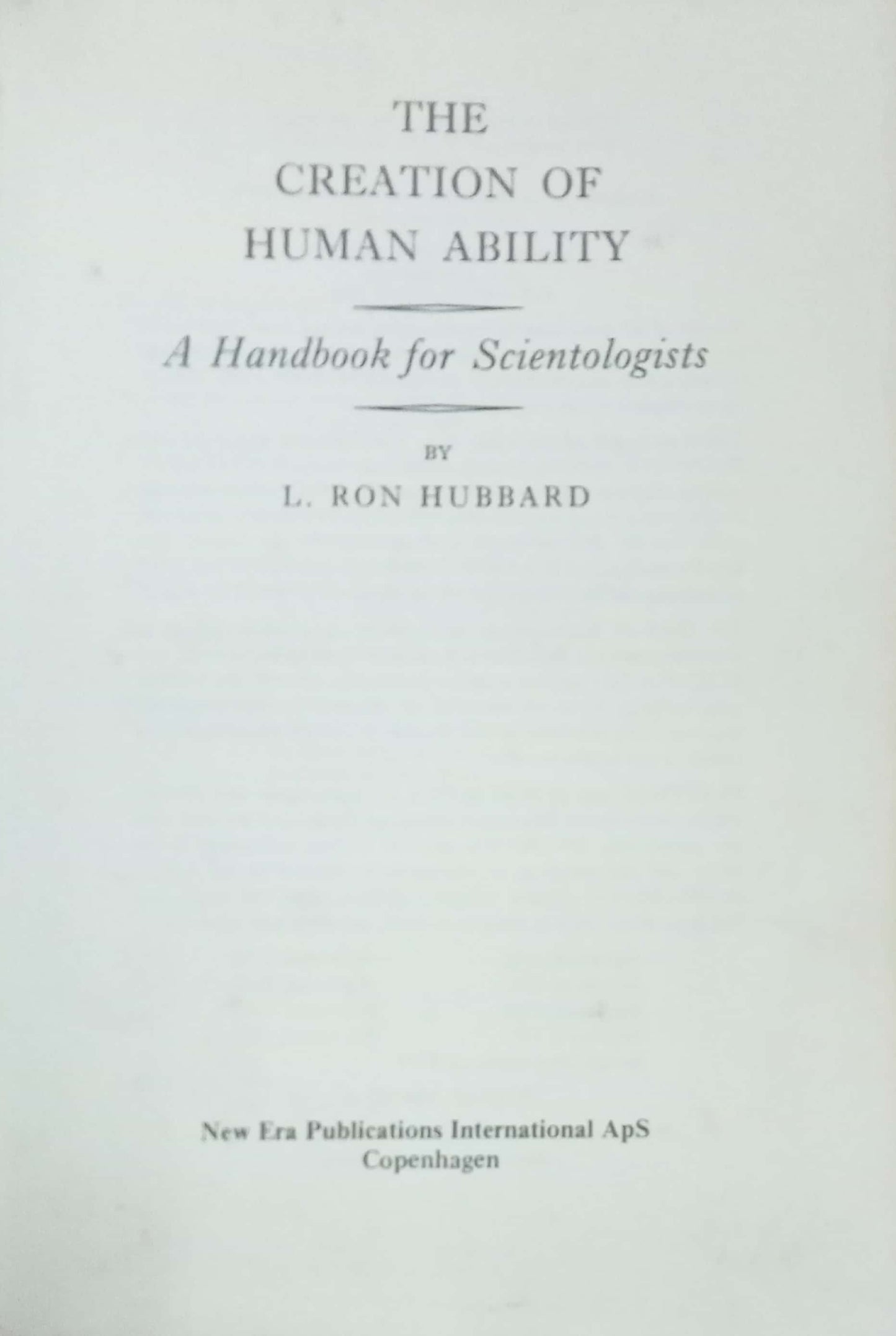 The Creation Of Human Ability by L. Ron Hubrard (HD)