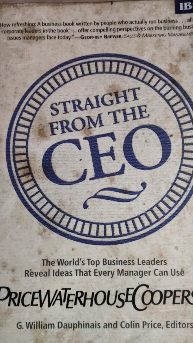 STRAIGHT FROM THE CEO