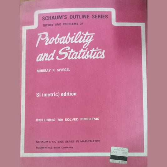 Probability And Statistics By Murray R. Spiegel