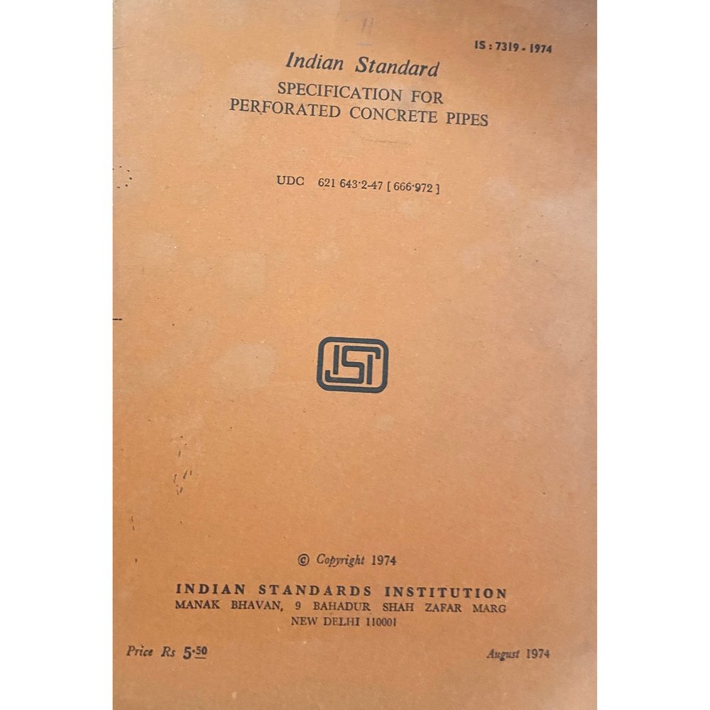 Indian Standard - Specification for Perforated Concrete Pipes