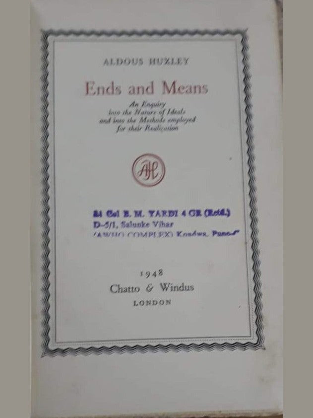 ENDS AND MEANS BY ALDOUS HUXLEY 1948 EDITION Half Price Books India Books inspire-bookspace.myshopify.com Half Price Books India