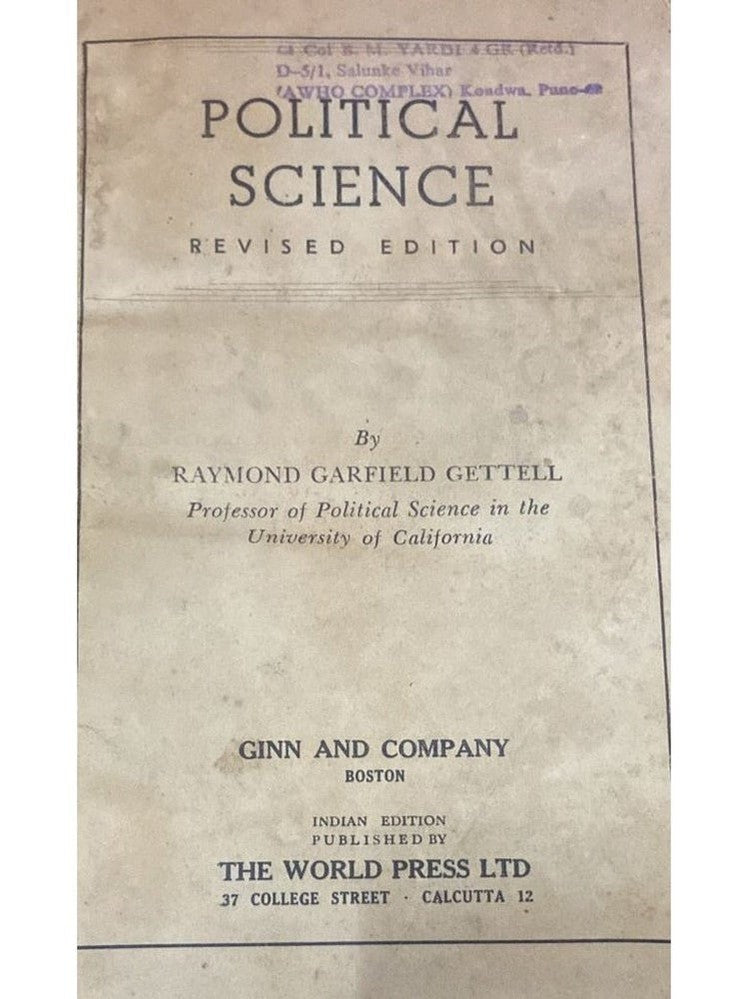 Political Science By Raymond Garfield Gettel