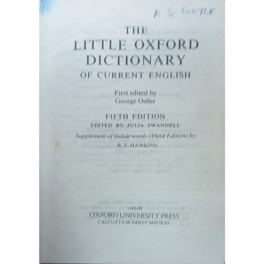 The Little Oxford Dictionary By George Ostler