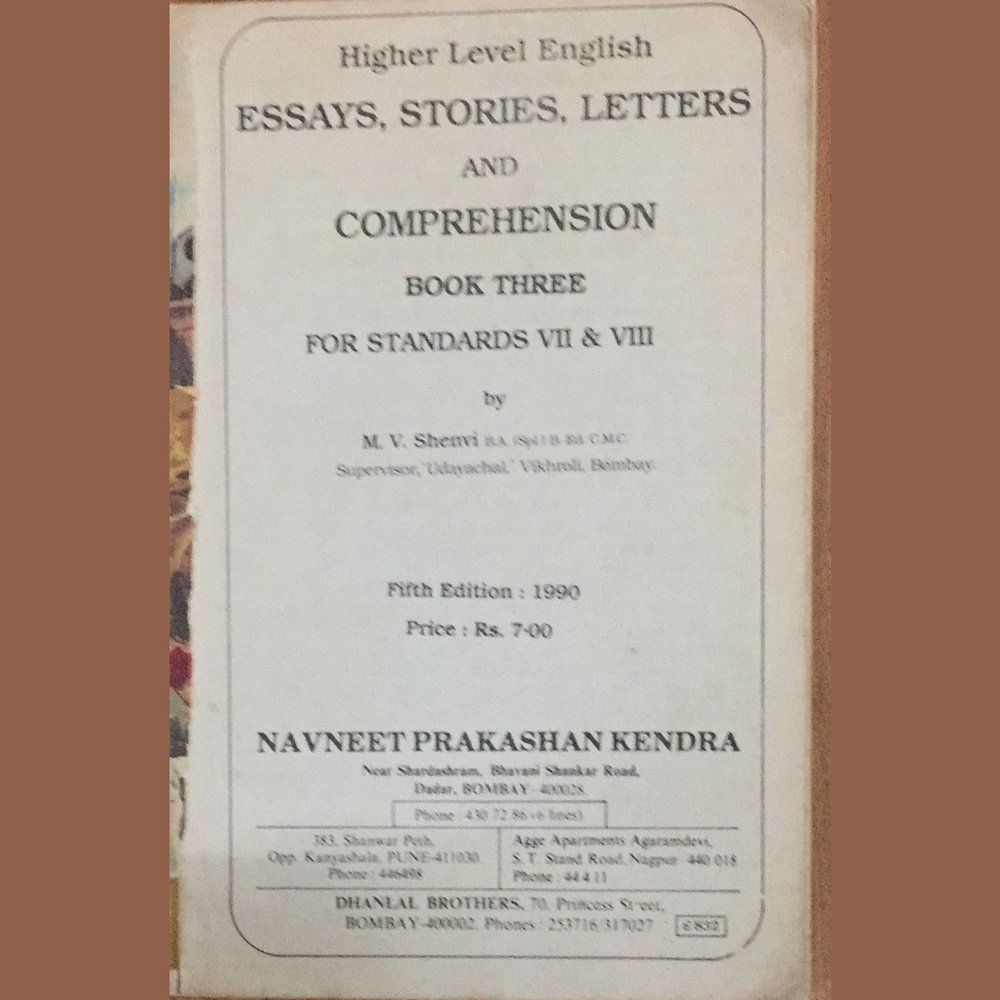 Essays,Stories,Letters And Comprehension.Book Three For Std VII And VIII...( No Cover)