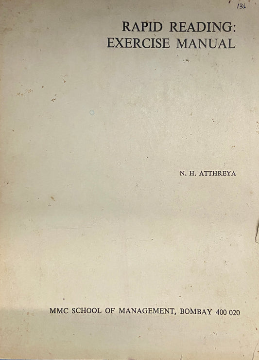 Rapid Reading Exercise Manual by N H Athreya  (D)