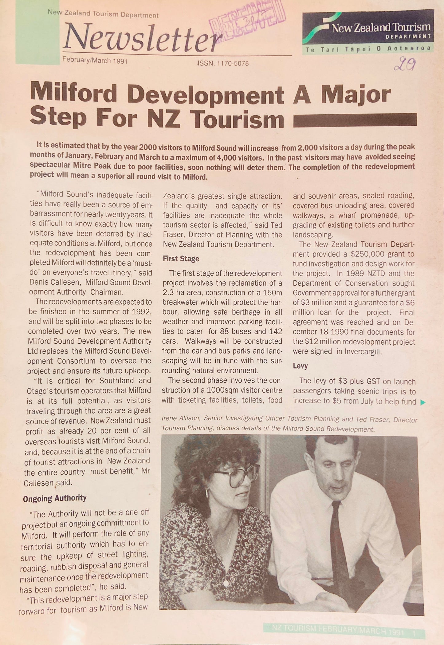 New Zealand Tourism Department Newsletter Feb Mar 1991 (D)