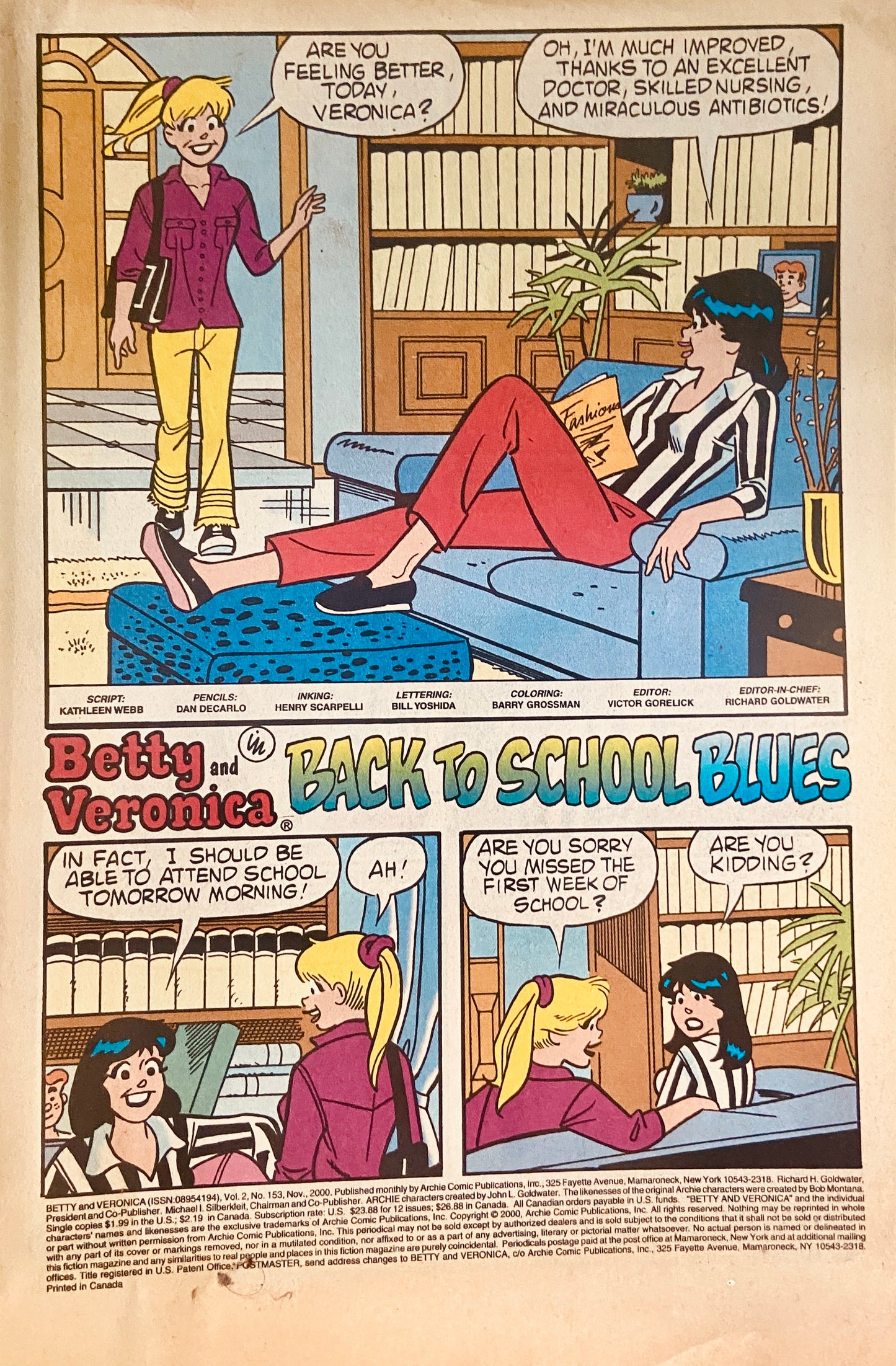 Betty and Veronica - Back to School Blues (No Cover)