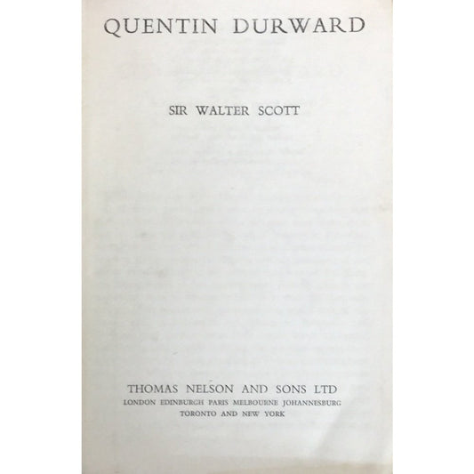 Quentin Durward by Sir Walter Scott
