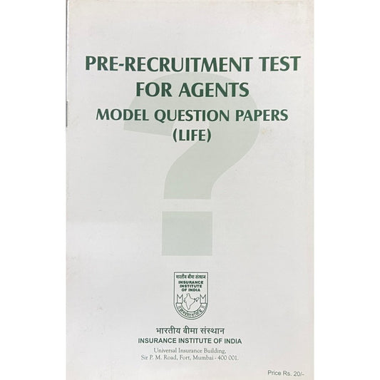 Pre Recruitment Test for Agents Model Question Papers (Life)