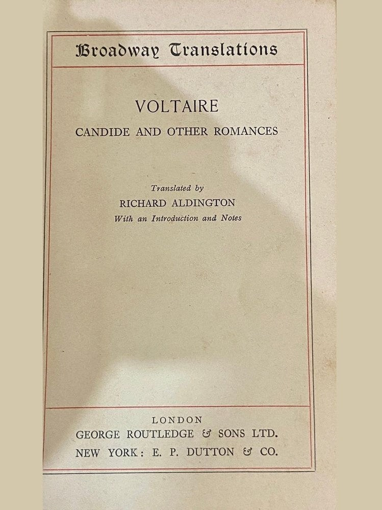 Voltaire Candide and Other Romances by Richard Aldington
