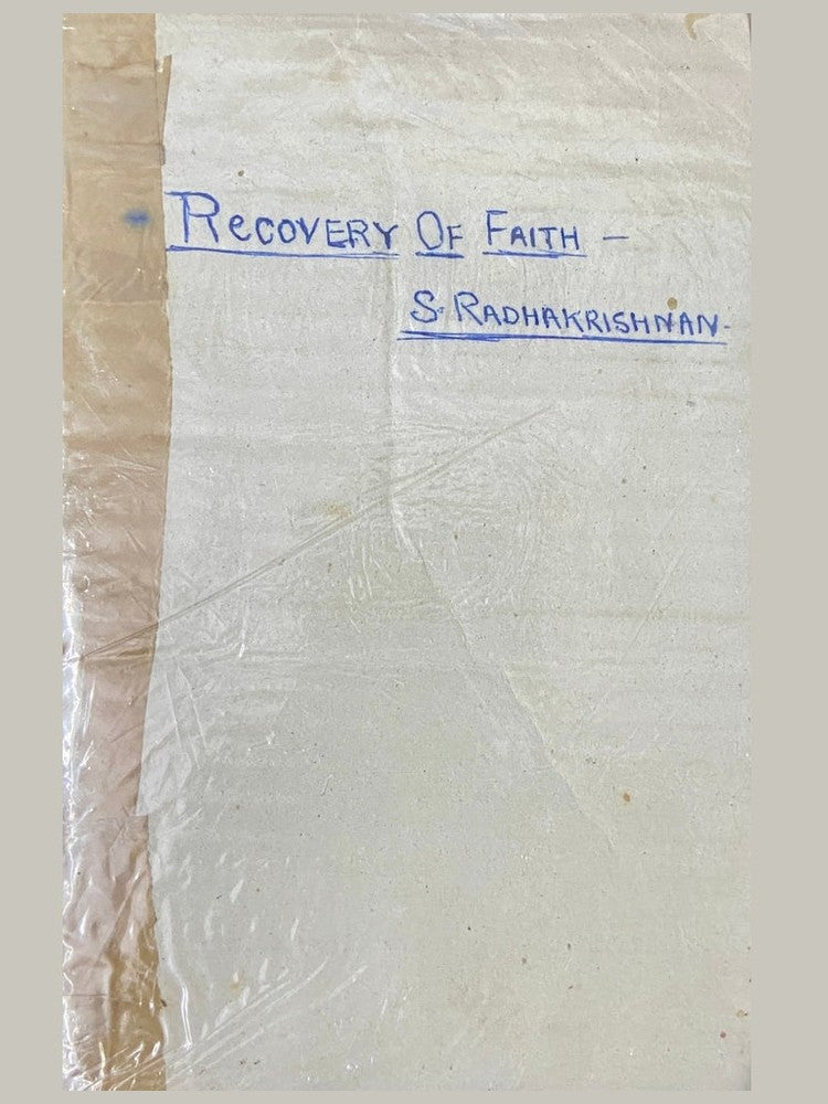 Recovery of Faith by S Radhakrishnan