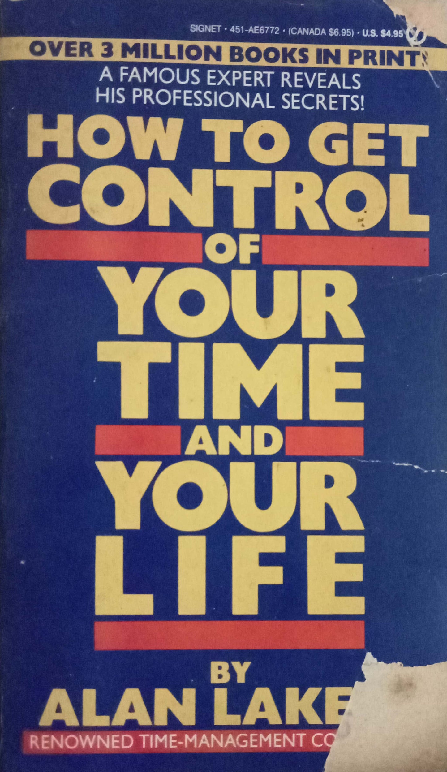 Book cover of 'How to Get Control of Your Time and Your Life' by Alan Lakein with a blue and red design.