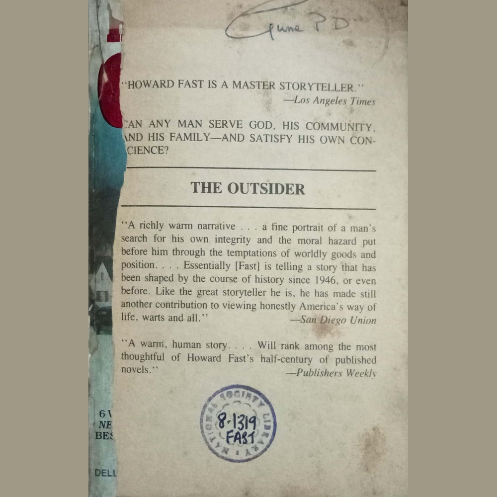 The Outsider by Howard Fast (No Cover)