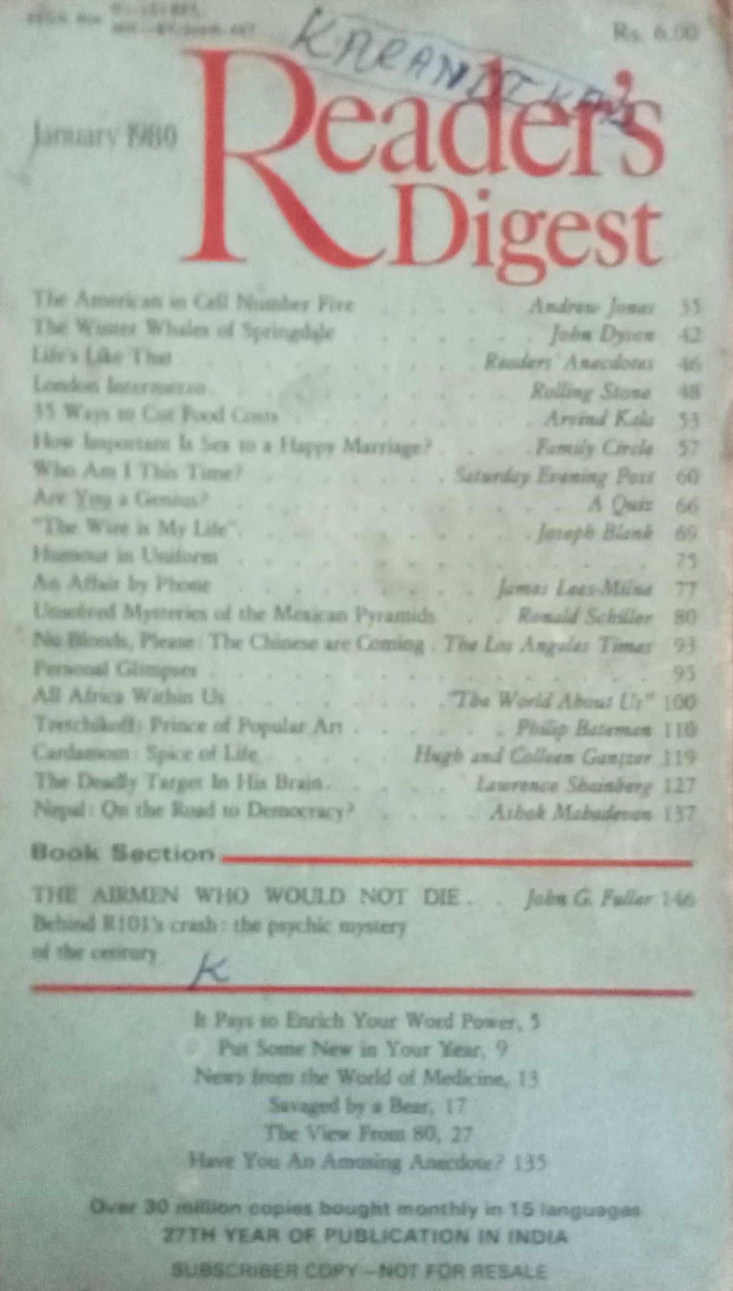 Reader's Digest January 1980