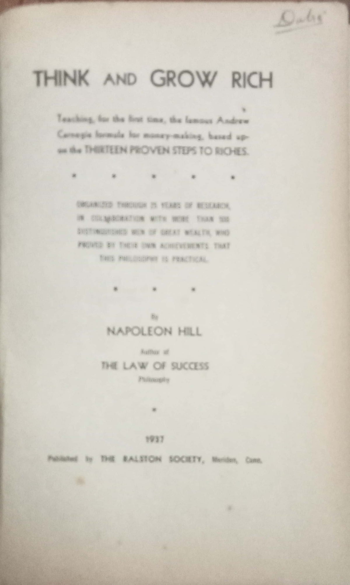 Think And Grow Rich by Napoleon Hill