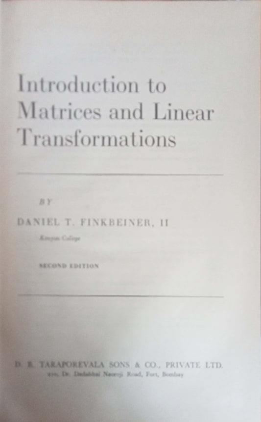 Introduction to Matrices and Linear Transformations  by Daniel T. Finkbeiner, II (HD)