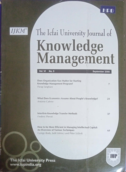 The Icfai University Journal Of Knowlwdge Management September 2008