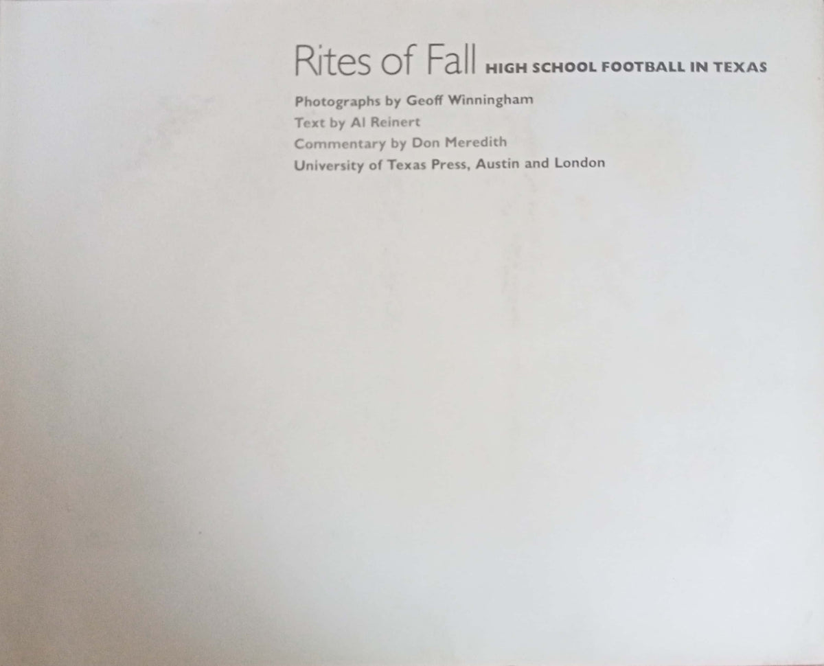 Rites of Fall: High School Football in Texas IHD)