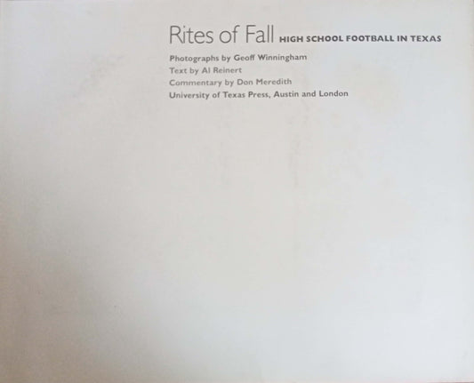 Rites of Fall: High School Football in Texas IHD)