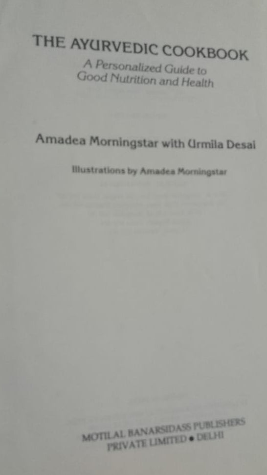 THE AYURVEDA COOK BOOK