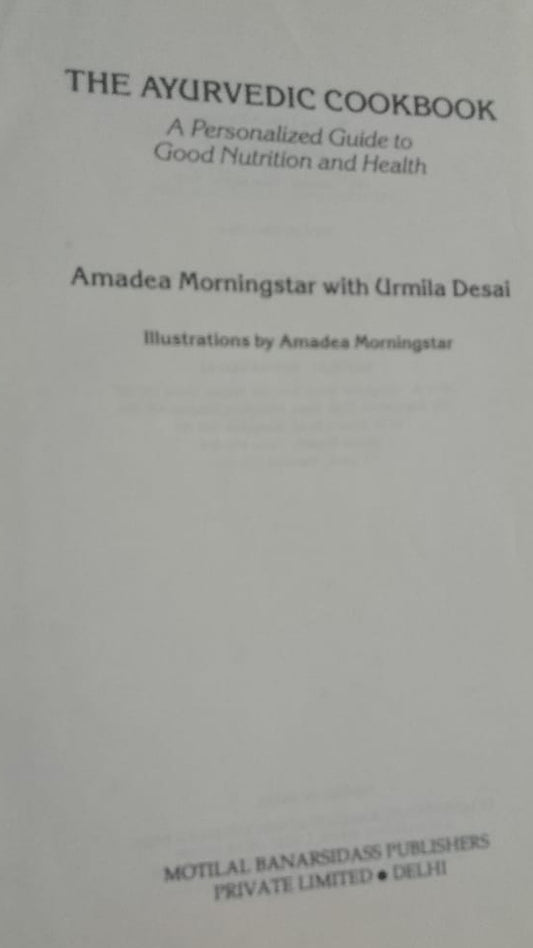 THE AYURVEDA COOK BOOK