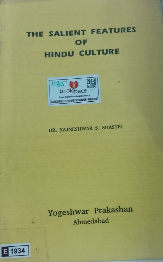 THE SALIENT FEATURE OF HINDU CULTURE BY DR YAJNESHWAR S SHASTRI
