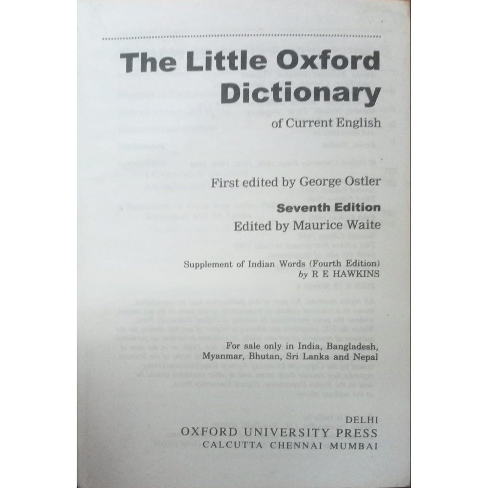 The Little Oxford Dictionary By George Ostler