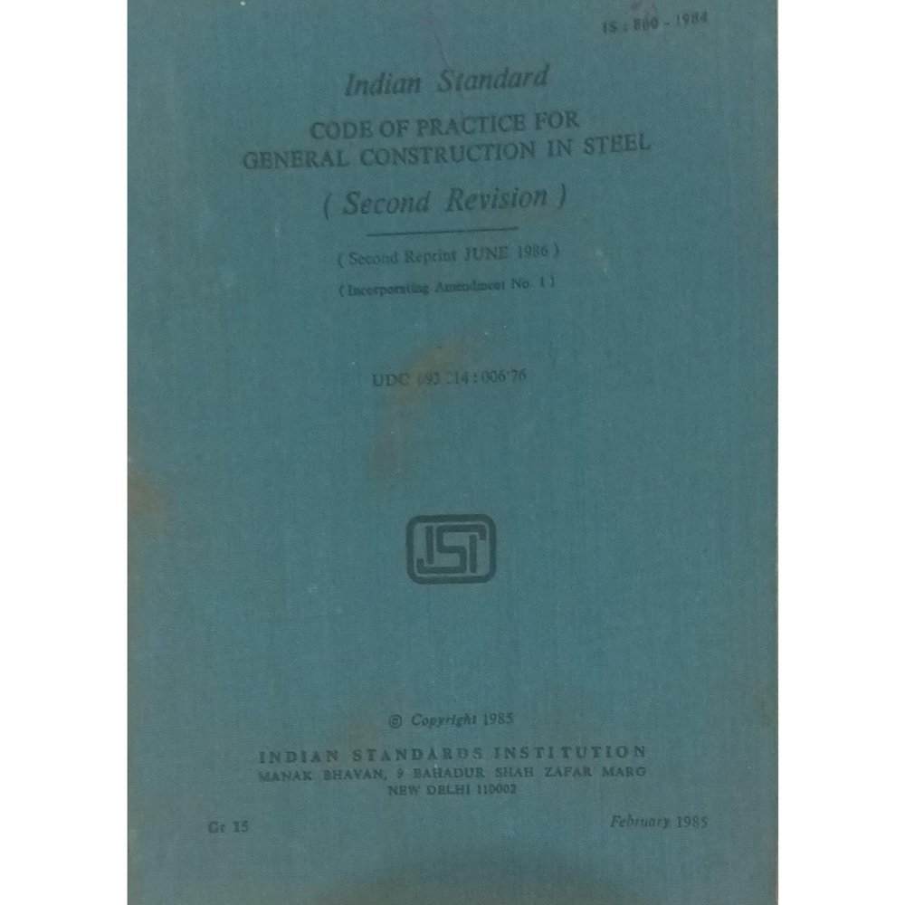 Indian Structural Code Indian Standard Code Of Practice For General Construction In Steel ...