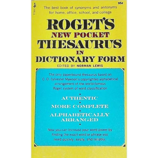 Roget's New Pocket Thesaurus In Dictionary Form by Norman Lewis  Half Price Books India Books inspire-bookspace.myshopify.com Half Price Books India