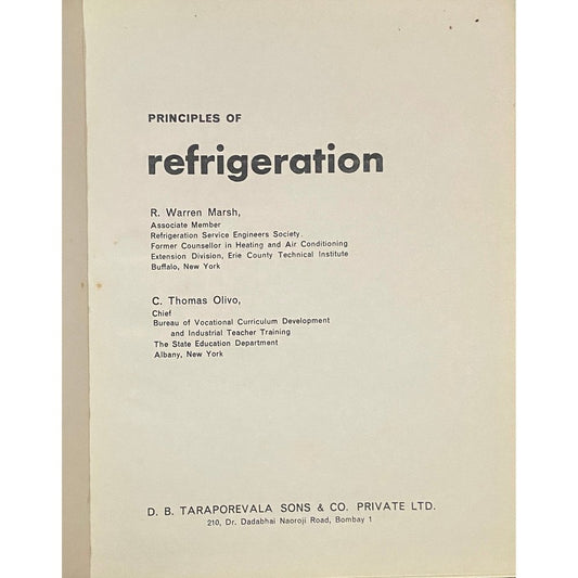 Principles of Refrigeration by Marsh and Olivo (D)