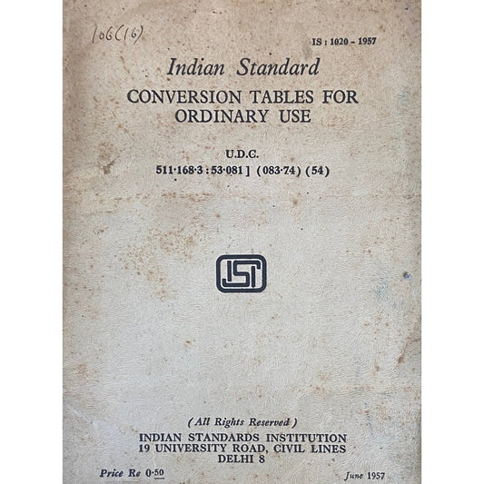 Indian Standard Conversion Tables for Ordinary Use - June 1957  Half Price Books India Books inspire-bookspace.myshopify.com Half Price Books India