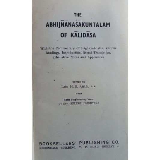 The Abhijnansakuntalam of Kalidasa  1961 By M R Kale  Half Price Books India Books inspire-bookspace.myshopify.com Half Price Books India