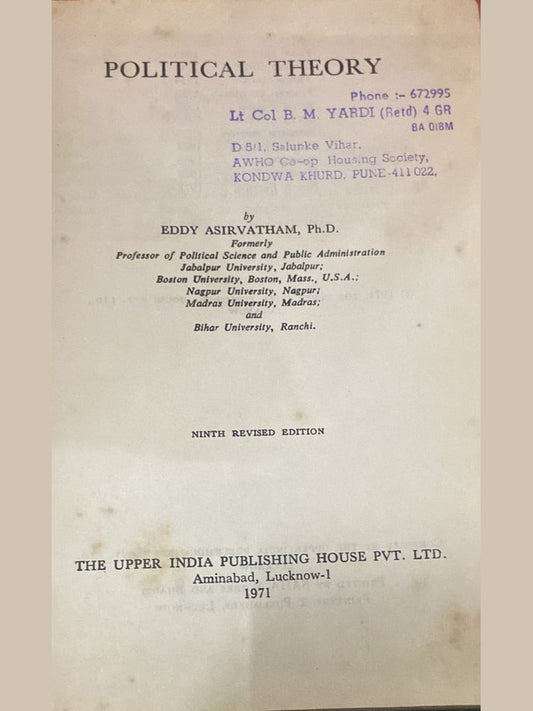 Political Theory by Eddy Asirvatham PHD