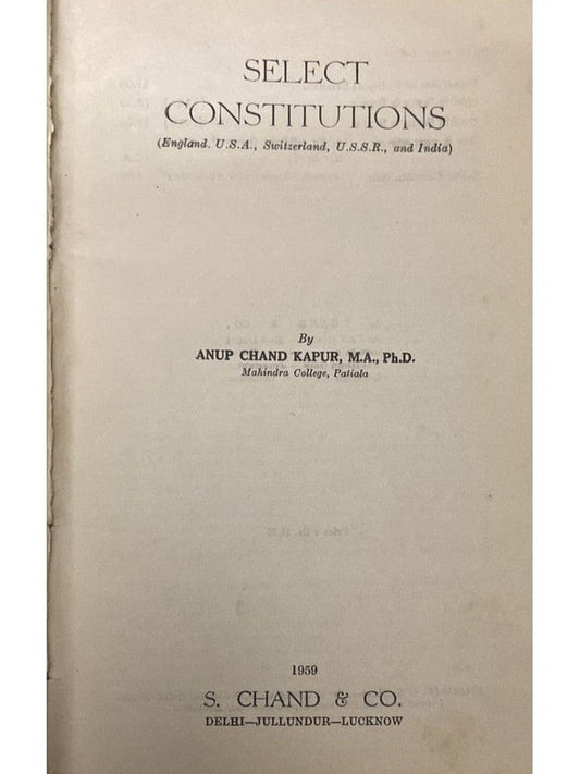 Select Constitutions by Anup Chand Kapur