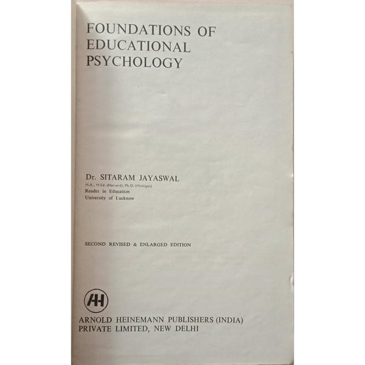 Foundations Of Educational Psychology By Dr. Sitaram Jayaswal  Half Price Books India Books inspire-bookspace.myshopify.com Half Price Books India