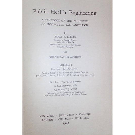 Public Health Engineering By Earle B Phelps (Volume I ) 1948  Half Price Books India Books inspire-bookspace.myshopify.com Half Price Books India